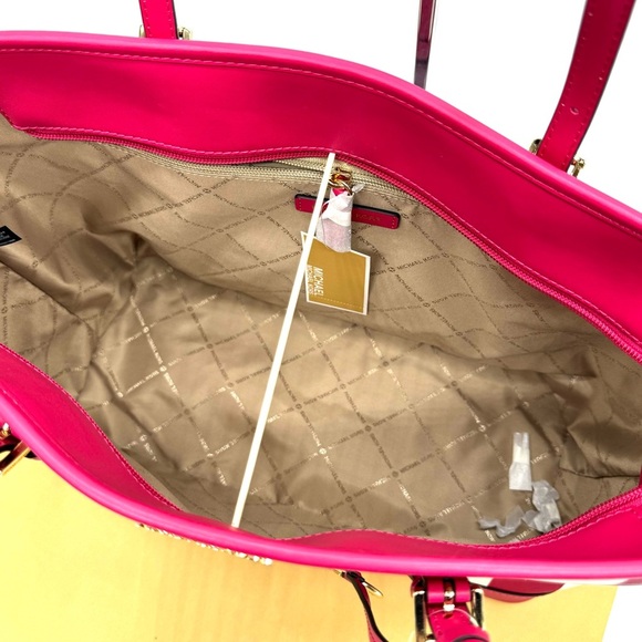 Michael Kors Large Jet Set Travel TZ Shoulder Tote Bag Electric Pink Multi - Picture 9 of 11